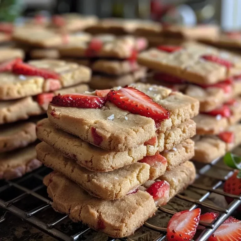 ['Biscoitos de morango com creme em close-up.', 'Biscoitos de morango e chocolate branco vistos lateralmente.', 'Detalhe de biscoitos de morango e creme, frescos e apetitosos.', 'Biscoitos crocantes de morango com pedaços de chocolate branco.']