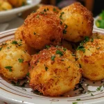 ['Bolinho de bacalhau assado crocante em uma travessa.', 'Close-up de bolinho de bacalhau assado dourado e suculento.', 'Bolinho de bacalhau assado com salsinha fresca ao lado.', 'Porção de bolinho de bacalhau assado em um prato.']