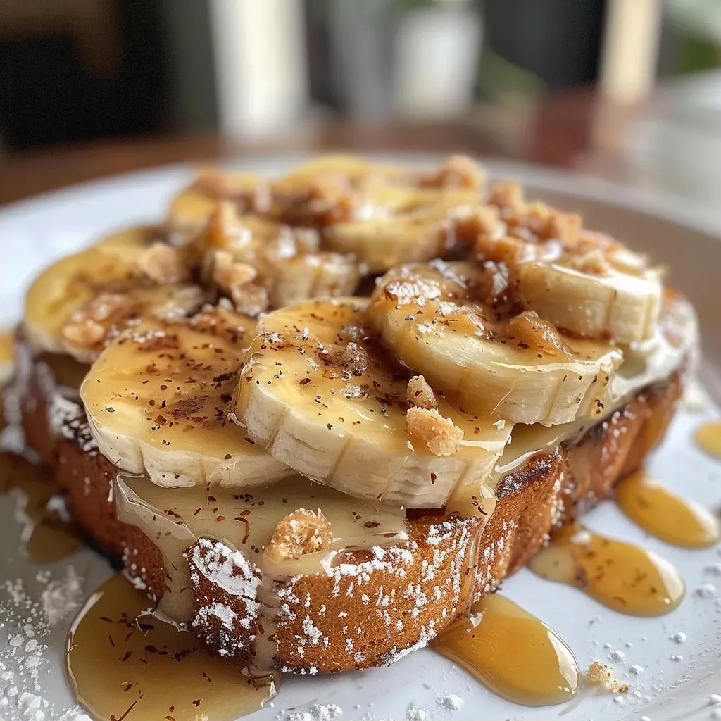 ['Bolo de banana com crostinha de açúcar e canela em close-up.', 'Fatia de bolo de banana coberta com açúcar e canela.', 'Bolo de banana com textura dourada e crocante.', 'Bolo de banana com crosta de açúcar e canela.']