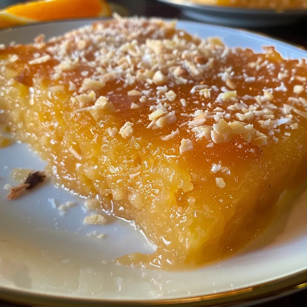 Bolo de maçã sem açúcar com farofinha em primeiro plano.