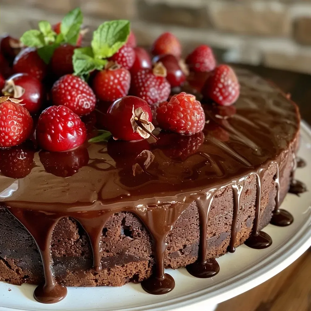 ['Bolo de morango com chocolate em fatias, mostrando camada de morangos.', 'Close de um bolo de chocolate coberto com morangos frescos.', 'Bolo de morango e chocolate com recheio visível e cobertura brilhante.', 'Bolo de dois andares com morangos e ganache de chocolate.']