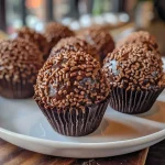 ['Bolo Vulcão de Brigadeiro com calda derretida.', 'Close-up de Bolo Vulcão recheado de brigadeiro.', 'Bolo Vulcão de Brigadeiro em lado, mostrando a textura.', 'Fatia de Bolo Vulcão com cobertura de brigadeiro.']