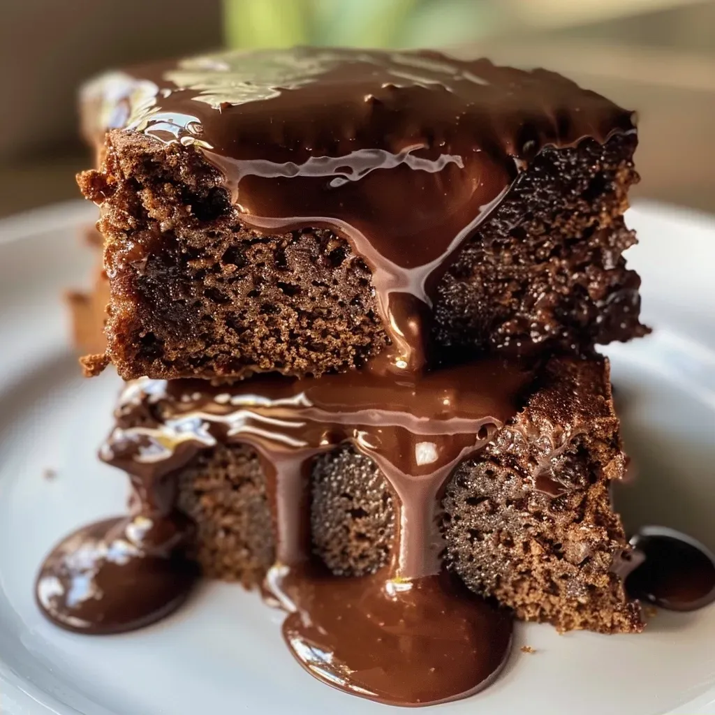 Bolo vulcão de chocolate saudável, fatiado, com recheio cremoso de chocolate.