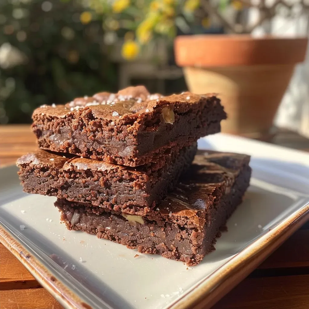 ['Brownie fácil com casquinha, visto de lado, mostrando sua textura suculenta.', 'Close-up de brownie fácil com casquinha, destacando sua aparência deliciosa.', 'Porção de brownie fácil com casquinha, vista lateral, com brilho apetitoso.', 'Brownie com casquinha crocante, em um ângulo que revela sua maciez interna.']