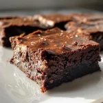 ['Brownies de iogurte grego com textura cremosa.', 'Close de brownies proteinados com cobertura brilhante.', 'Brownies fofos de chocolate com iogurte grego.', 'Porção de brownies de iogurte grego ao lado de ingredientes.']