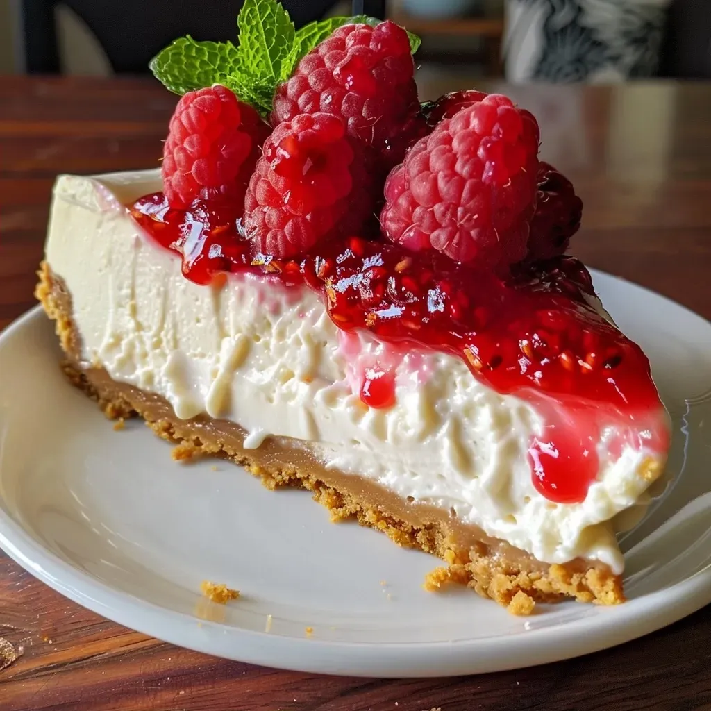 Cheesecake de morango com cobertura de morangos frescos.