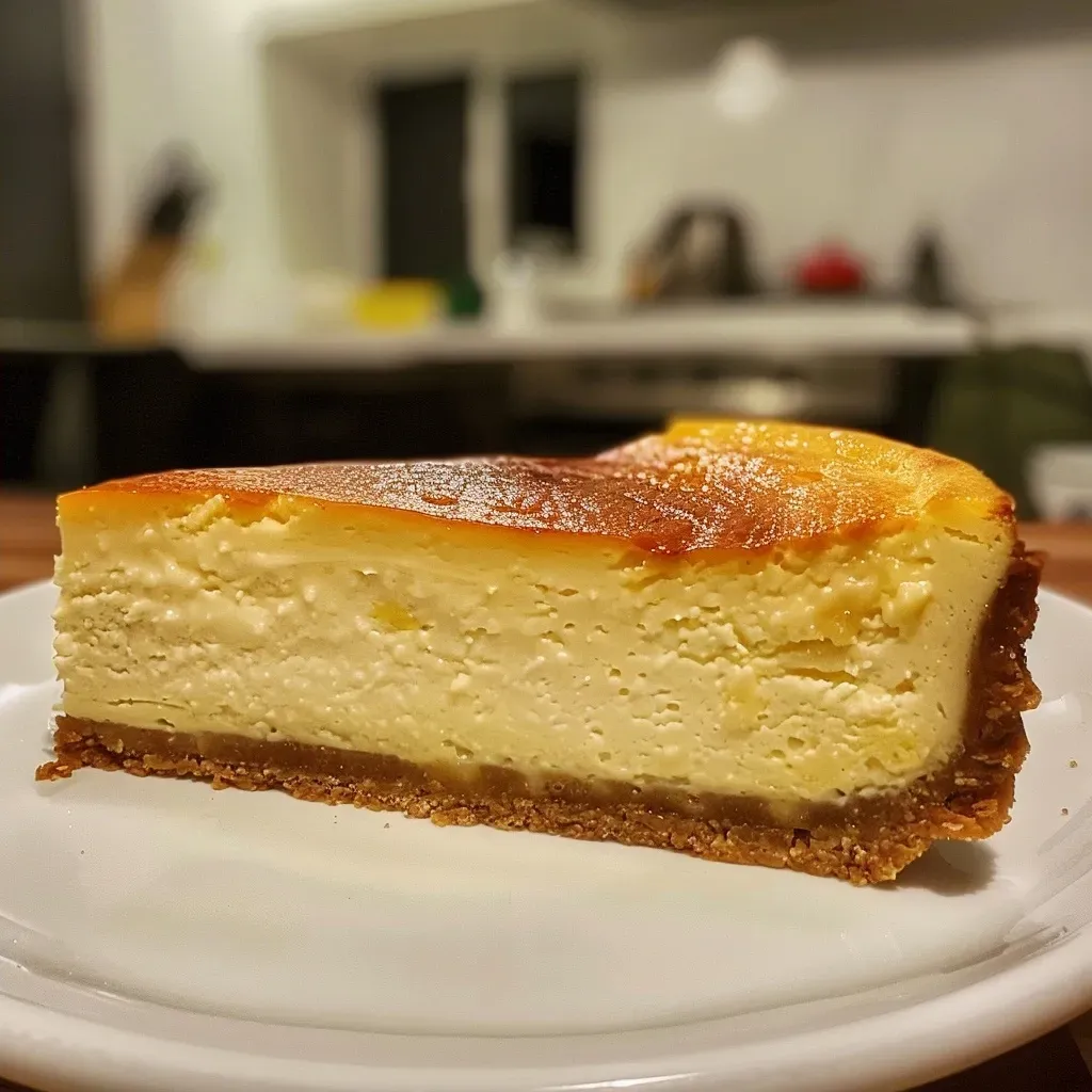 ['Cheesecake super cremoso com morangos ao lado.', 'Fatia de cheesecake cremoso com cobertura de morangos.', 'Close-up de um cheesecake cremoso e apetitoso.', 'Cheesecake com textura suave e morangos picados.']