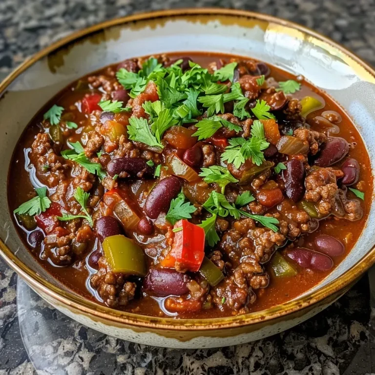 ['Chili de carne e feijão com carne moída, grãos e temperos.', 'Close up de um prato de chili de carne e feijão.', 'Receita de chili de carne e feijão em uma tigela.', 'Prato suculento de chili de carne moída com feijão.']