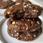 ['Cookies de chocolate em close, mostrando a textura suculenta.', 'Cookies de chocolate com pedaços de chocolate visíveis, com foco na crocância.', 'Vista lateral de cookies de chocolate, destacando a consistência macia.', 'Cookies de chocolate caseiros com superfície brilhante e pedaços de chocolate.']