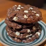 ['Cookies de veludo vermelho com gotas de chocolate.', 'Close-up de cookies saudáveis de veludo vermelho.', 'Cookies de chocolate com aparência apetitoso.', 'Detalhe de cookies de veludo vermelho saudáveis.']
