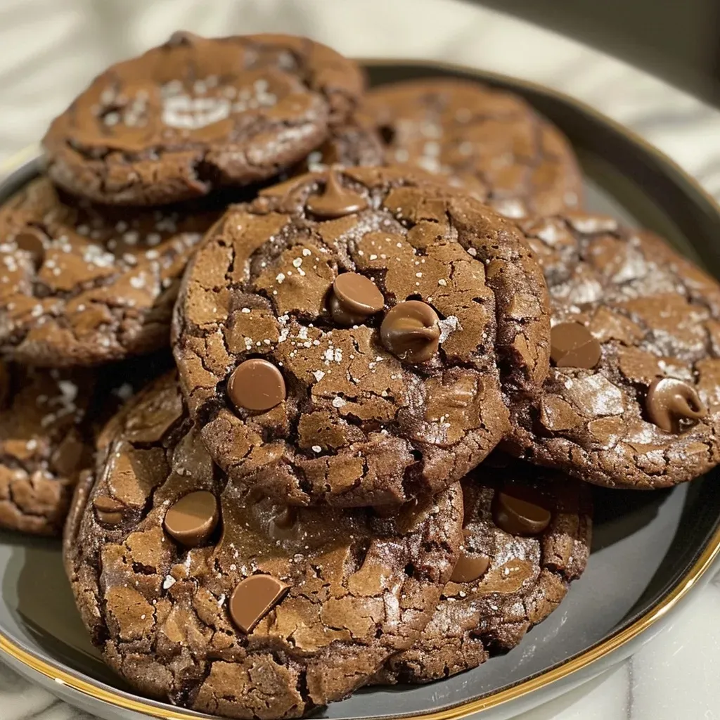 ['Biscoitos recheados de chocolate com massa dourada.', 'Cookies com recheio de Nutella e pedaços de chocolate.', 'Close de biscoitos caseiros, crocantes por fora e macios por dentro.', 'Cookies de chocolate em destaque, mostrando o recheio cremoso.']