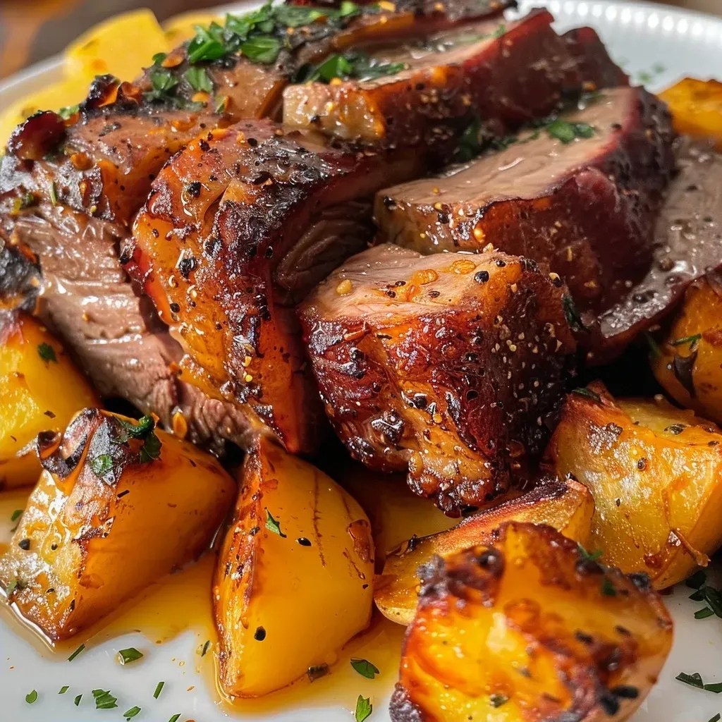 ['Costela suculenta com batatas na panela de pressão.', 'Close-up de costela e batata cozinhando em panela de pressão.', 'Porção de costela e batatas, ensopados na panela.', 'Costela bovina e batatas prontas na panela de pressão.']