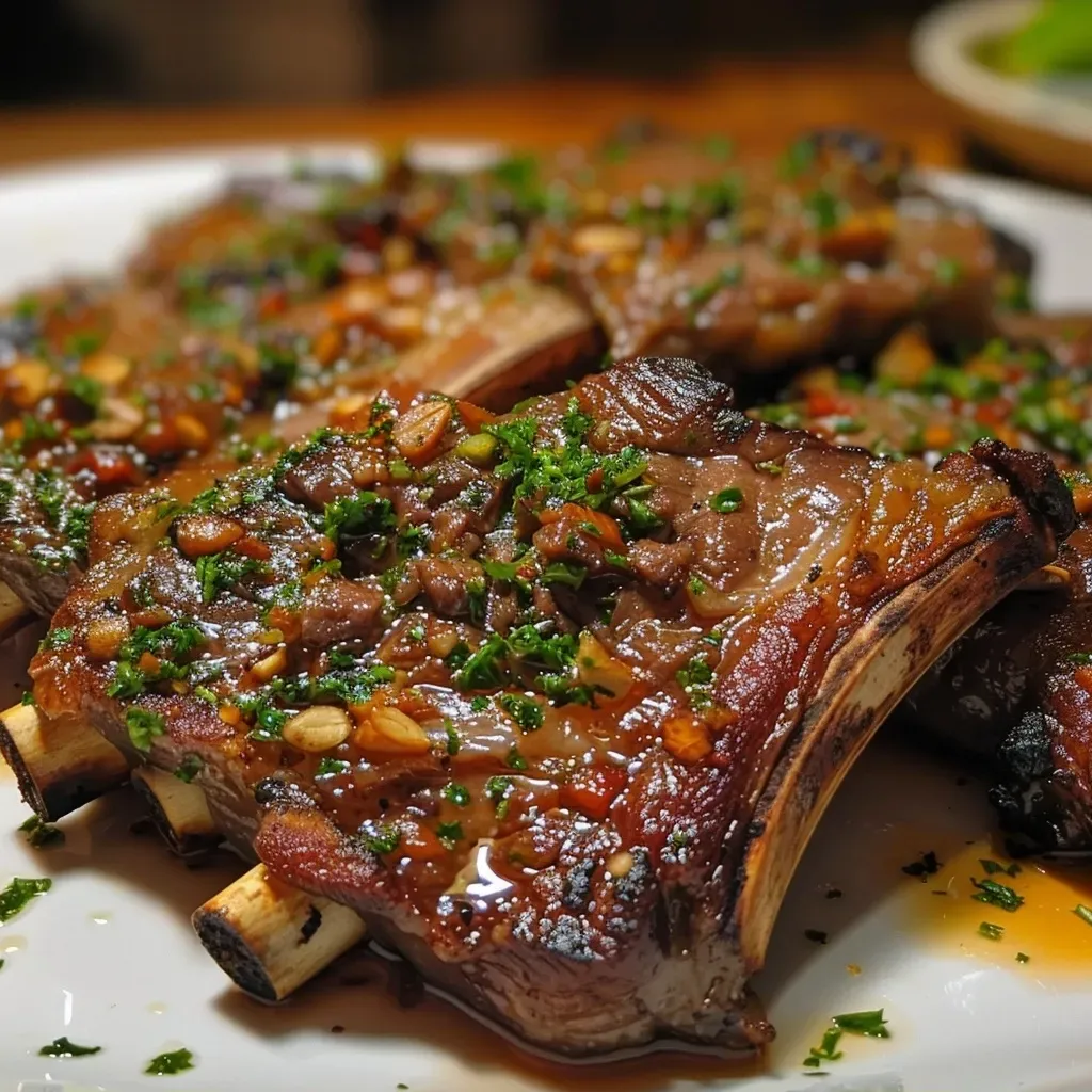 Costelinha suína marinada com ervas finas assada, com carne suculenta e crocante.