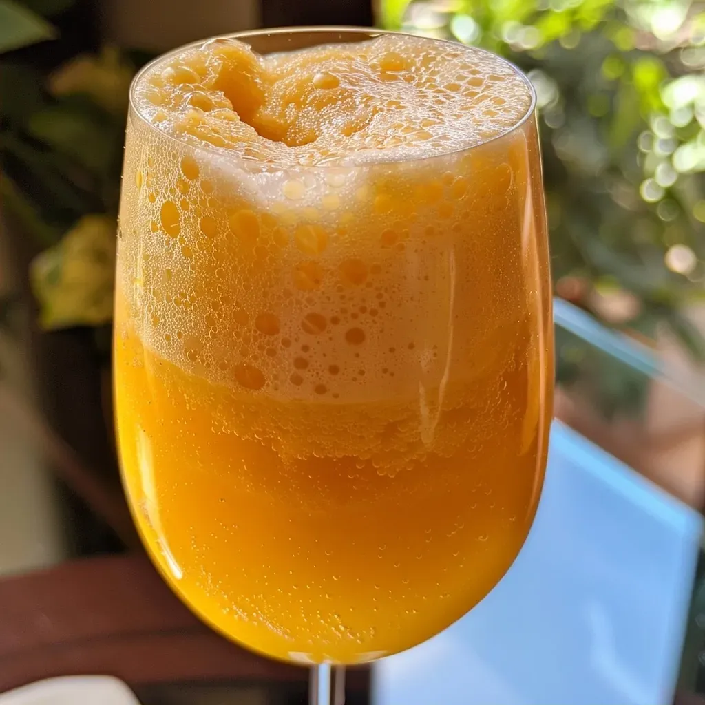 ['Copo com drink de maracujá e espumante, decorado com frutas.', 'Close de um refrescante drink de maracujá com espumante em um copo elegante.', 'Drink de maracujá com espumante, servido com gelo e polpa de maracujá.', 'Bebida de maracujá e espumante em um copo, com textura cremosa e refrescante.']