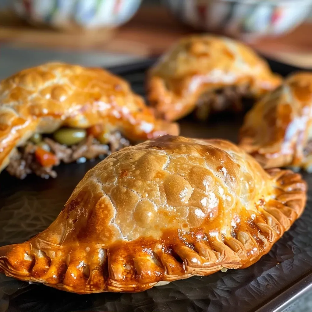 Empanadas de carne crocantes e douradas.