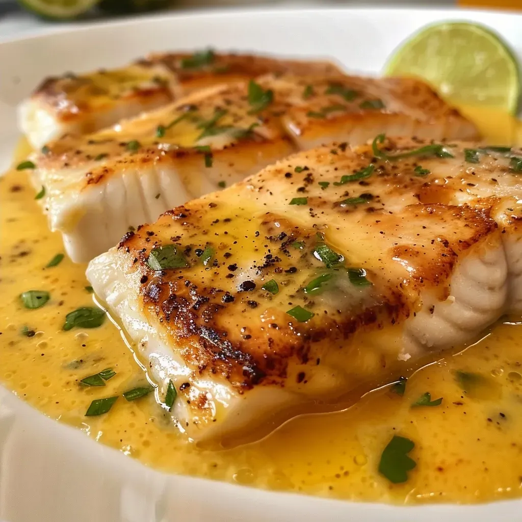 Filé de peixe dourado coberto com molho de maracujá.