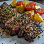 ['Filé de tilápia assado com batatas e legumes.', 'Delicioso prato de filé de tilápia assado com batatas douradas.', 'Close de filé de tilápia com batatas e pimentões assados.', 'Prato de filé de tilápia acompanhado de batatas e cebolas.']