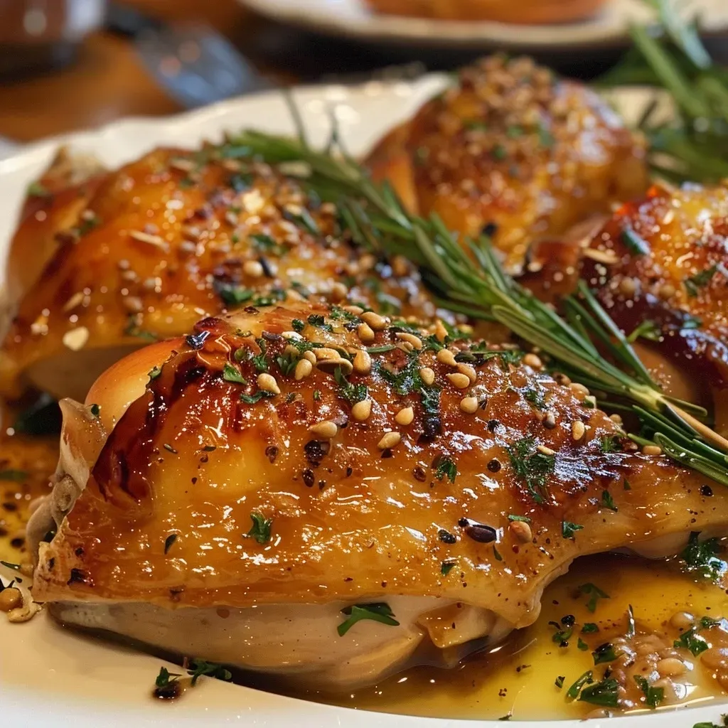 ['Peito de frango empanado com gergelim crocante.', 'Frango com crosta de gergelim dourado no prato.', 'Close de peito de frango coberto com sementes de gergelim.', 'Frango crocante com gergelim em foco.']