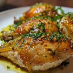 ['Prato de frango com molho de amendoim, exibindo cores vibrantes.', 'Close-up de filés de frango envoltos em molho de amendoim e especiarias.', 'Frango suculento com molho de amendoim, decorado com cebola frita.', 'Imagem de frango com molho de amendoim, mostrando textura e ingredientes.']