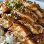 ['Prato de frango teriyaki suculento com molho brilhante.', 'Close de frango teriyaki frito com ingredientes frescos ao redor.', 'Frango teriyaki dourado com molho, servido em prato.', 'Porção de frango teriyaki com aromaticidade visível.']