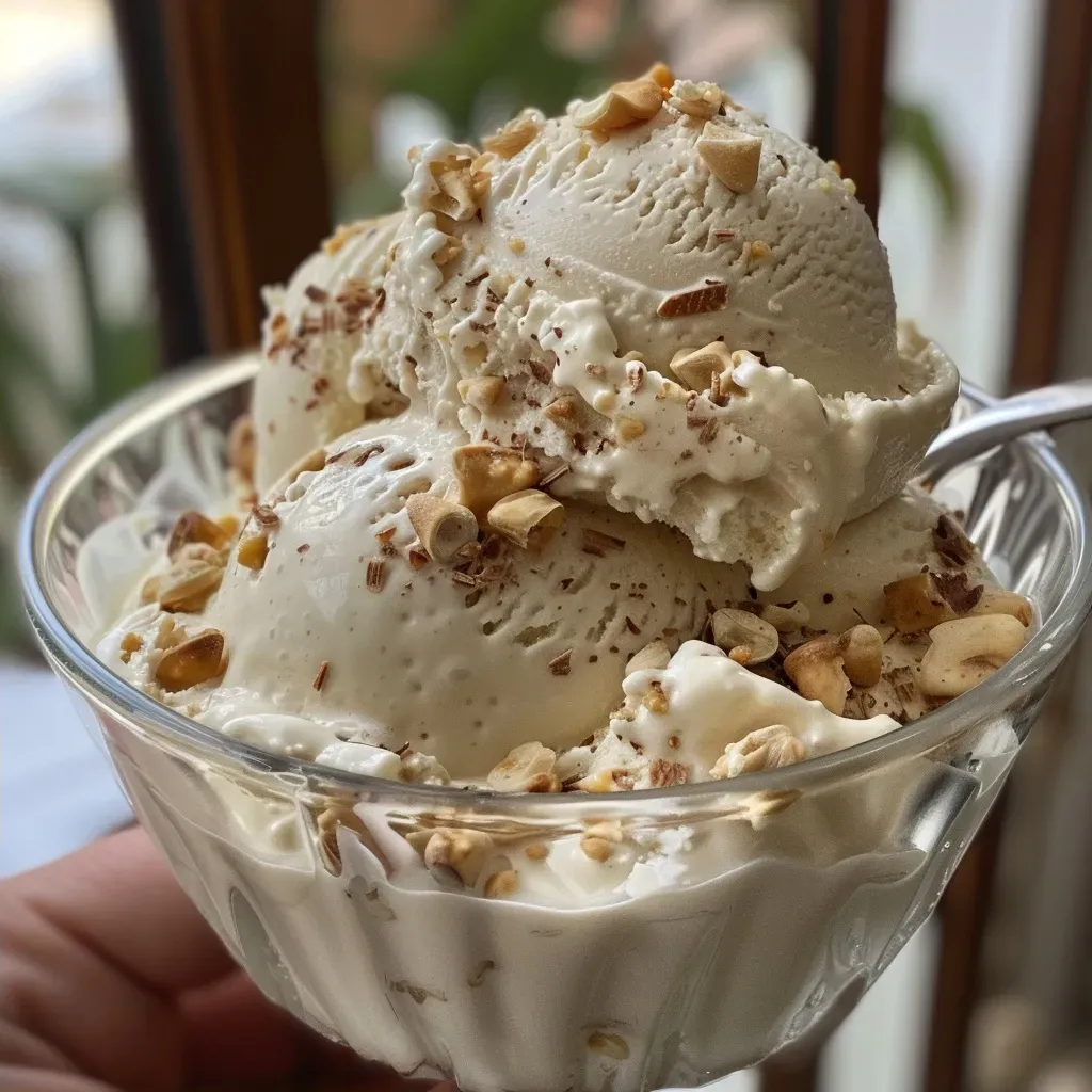 ['Gelado proteico cremoso em uma tigela com pepitas de chocolate.', 'Close-up de gelado cremoso proteico com textura suave.', 'Gelado cremoso proteico servido com bolachas sem açúcar ao lado.', 'Delicioso gelado proteico em uma colher, com fundo desfocado.']