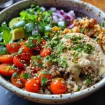 ['Tigela de grãos colorida com molho tahini ao lado.', 'Close de uma tigela nutritiva com quinoa, legumes e molho cremoso.', 'Grãos, legumes frescos e queijo feta em uma tigela, com molho tahini.', 'Ingredientes saudáveis dispostos em uma tigela, ressaltando o molho tahini.']