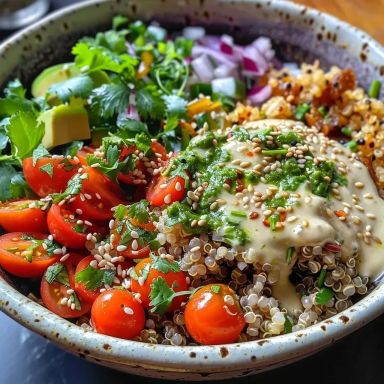 ['Tigela de grãos colorida com molho tahini ao lado.', 'Close de uma tigela nutritiva com quinoa, legumes e molho cremoso.', 'Grãos, legumes frescos e queijo feta em uma tigela, com molho tahini.', 'Ingredientes saudáveis dispostos em uma tigela, ressaltando o molho tahini.']