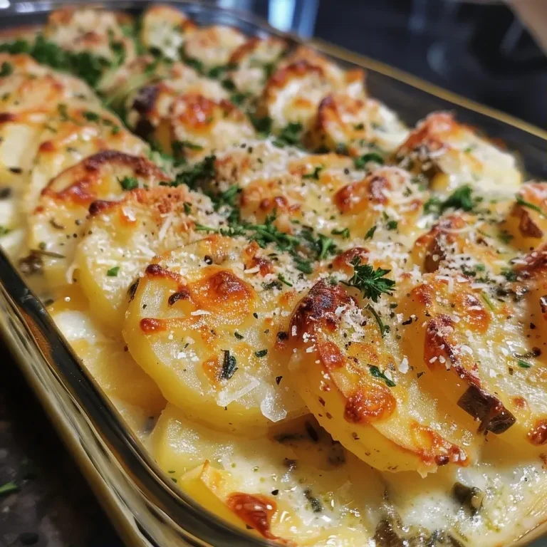 ['Gratin de batatas e ervas com camadas de batata e queijo.', 'Close up de gratin de batatas, com textura cremosa e crocante.', 'Prato de gratin de batatas, ervas e especiarias, apresentado em uma travessa.', 'Porção suculenta de gratin de batatas-doces e mandioquinha.']