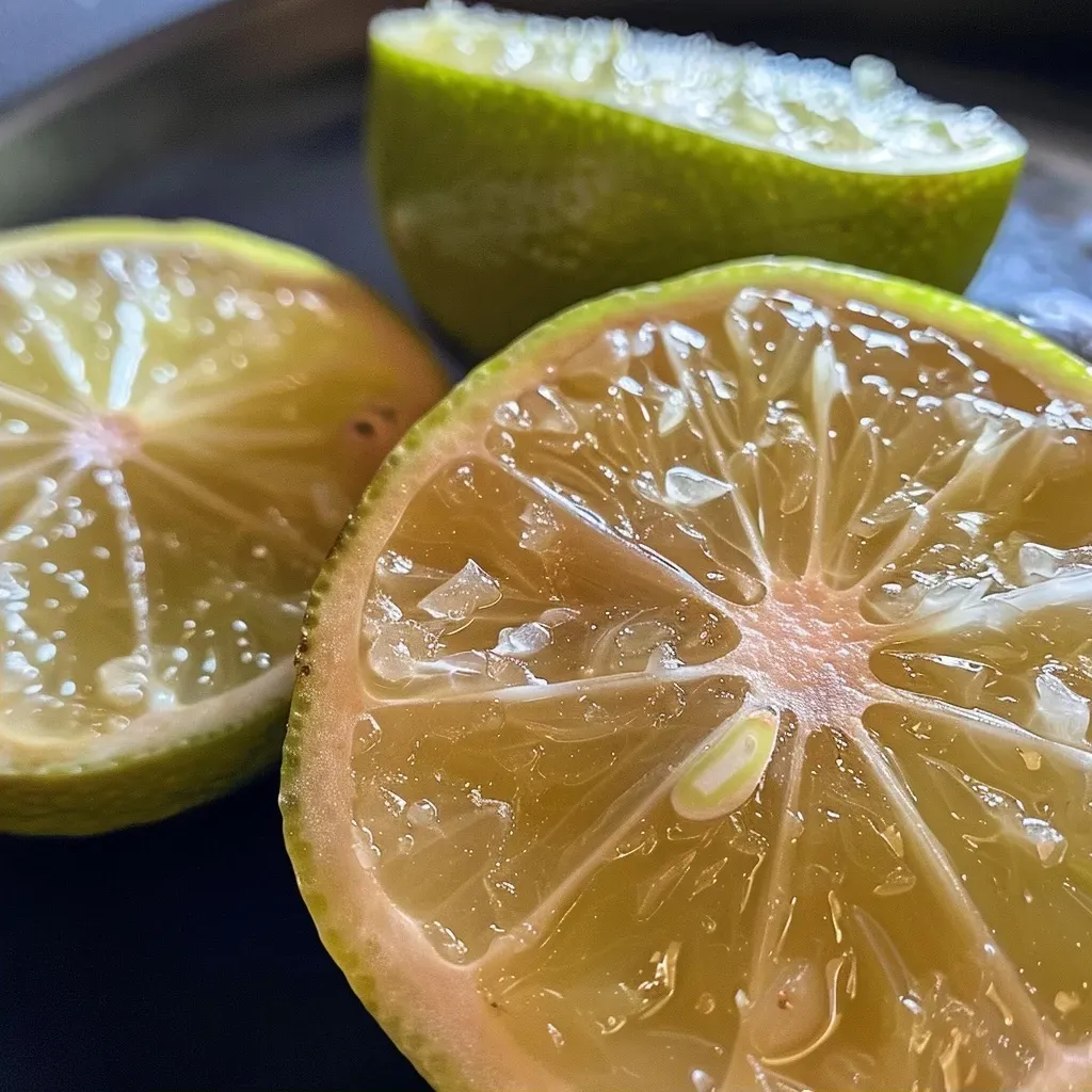 ['Limão com casca e alho em uma mesa.', 'Close up de limões e dentes de alho.', 'Limões frescos com casca ao lado de alho.', 'Ingredientes de receita: limão e alho em destaque.']
