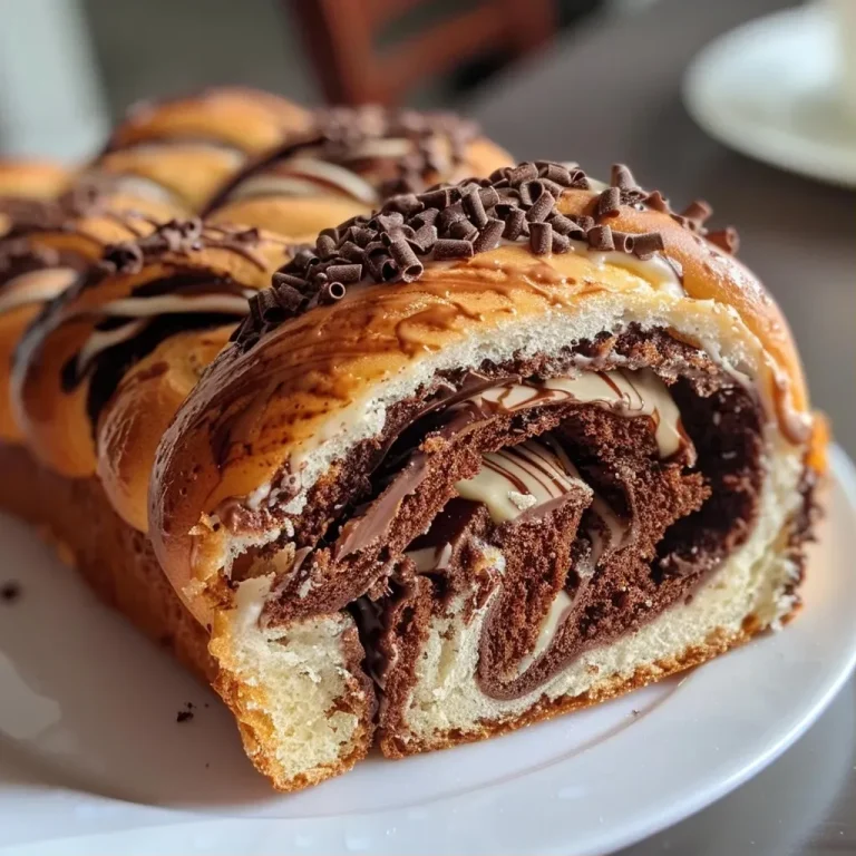 ['Pão de chocolate marble twist, com camadas sedosas e saborosas.', 'Close-up do Pão de Chocolate Marble Twist, mostrando a textura e o contraste.', 'Vista lateral do Pão de Chocolate Marble Twist, evidenciando as espirais.', 'Fatia do Pão de Chocolate Marble Twist, destacando o aroma e as camadas.']