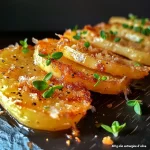 ['Batatas ao limão com queijo parmesão, apresentadas de lado.', 'Porção de Patate al limone e parmigiano em close, destacando a textura.', 'Batatas assadas com limão e parmesão em uma bela apresentação.', 'Detalhe das batatas ao limão e queijo, mostrando sua suculência.']
