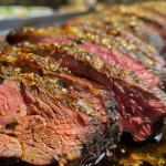 ['Picanha suculenta assada com sal grosso.', 'Close de uma picanha ao forno, coberta com sal grosso.', 'Picanha assada, vista lateral, com crosta de sal grosso.', 'Detalhe de picanha ao forno, com manteiga derretida e sal.']