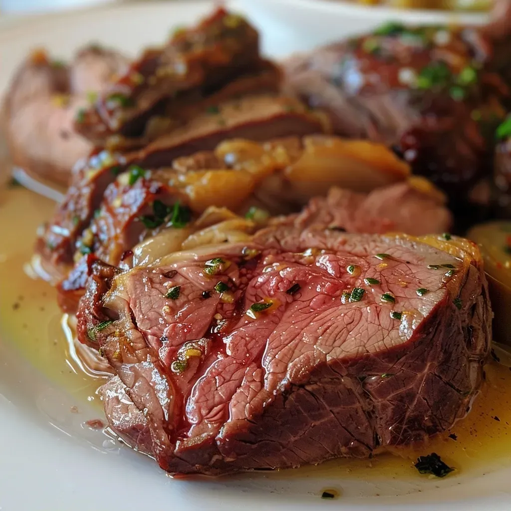 ['Picanha suculenta assada com sal grosso.', 'Close de uma picanha ao forno, coberta com sal grosso.', 'Picanha assada, vista lateral, com crosta de sal grosso.', 'Detalhe de picanha ao forno, com manteiga derretida e sal.']