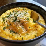 ['Polenta italiana cremosa com ervas e queijo.', 'Prato de polenta italiana com alho e temperos.', 'Close de polenta servida com parmesão e pimenta.', 'Polenta italiana com textura macia e ingredientes frescos.']