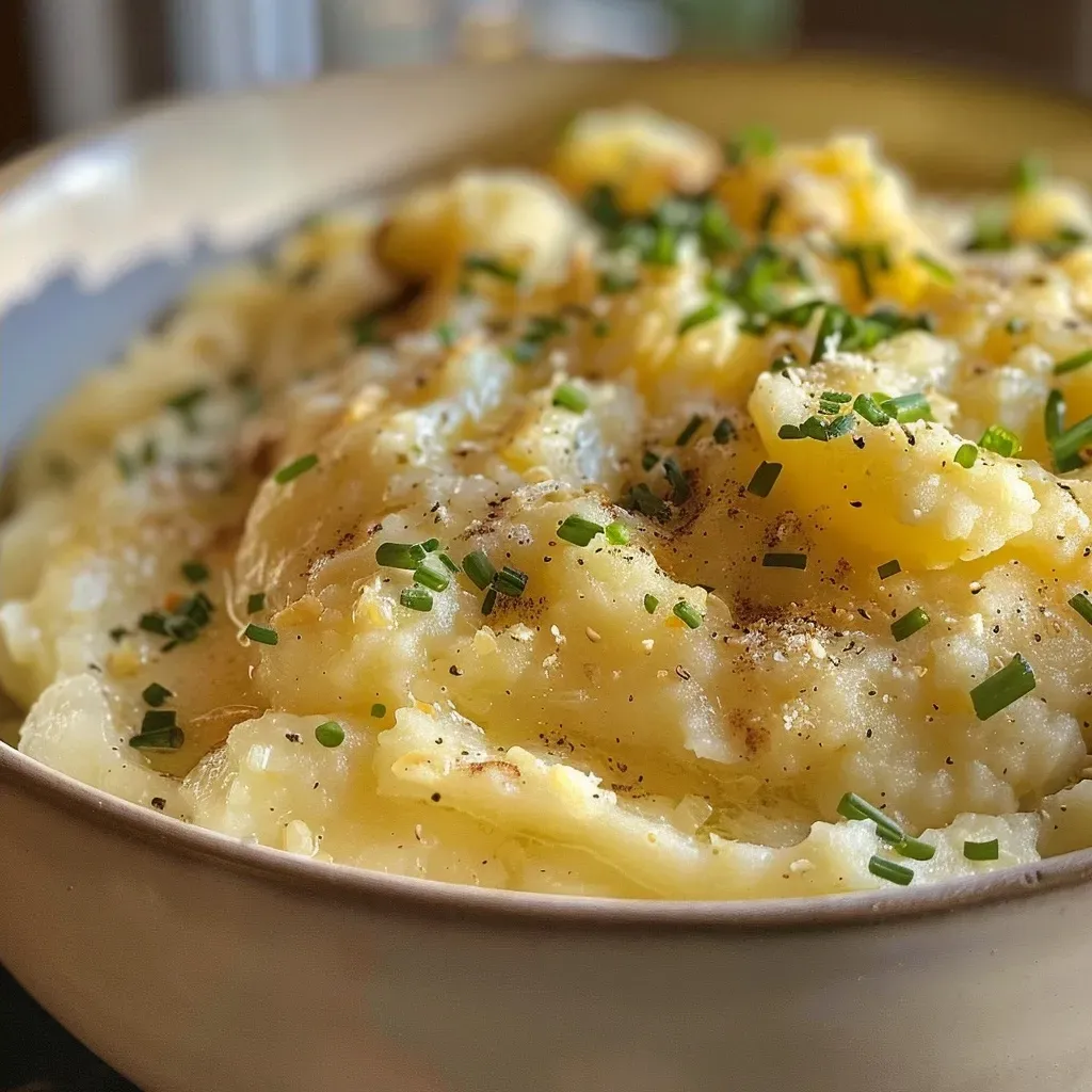 ['Pure de batata cremoso em um prato branco.', 'Close-up de Pomme Purée, purê de batatas francês.', 'Pomme Purée com textura suave e cremosa.', 'Porção de purê de batatas com aparência apetitoso.']