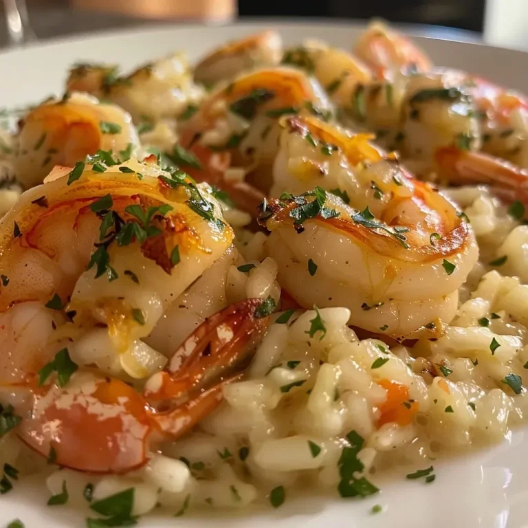 ['Risoto de camarão cremoso em uma tigela.', 'Close de risoto de camarão com queijo parmesão.', 'Prato de risoto de camarão com camarões médios visíveis.', 'Risoto de camarão servido com ervas decorativas.']