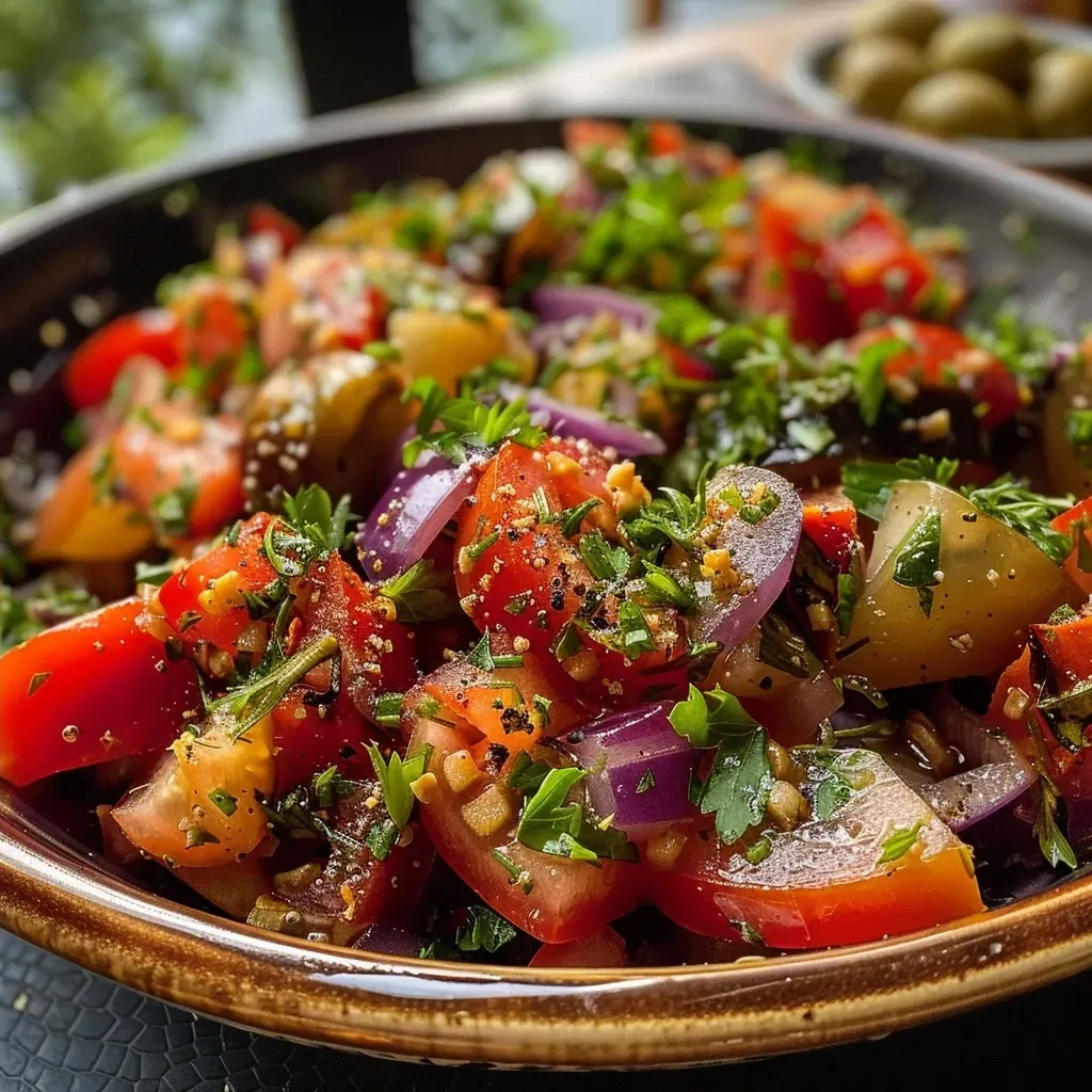 ['Salada de feijão-frade com legumes e atum.', 'Close-up de salada colorida de feijão-frade.', 'Prato de salada de feijão-frade, ovos e vegetais.', 'Salada fresca de feijão-frade em um prato.']