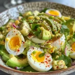 ['Salada de ovo com abacate em um wrap integral.', 'Close-up de wrap saudável com salada de ovo e abacate.', 'Salada cremosa de ovo e abacate em um wrap integral.', 'Wrap de salada de ovo com abacate e vegetais frescos.']