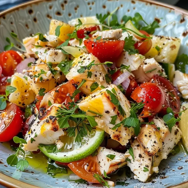 ['Salada proteica com frango grelhado, repolho e cenoura.', 'Close-up de salada com frango, repolho cru e molho de iogurte.', 'Prato de salada refrescante com frango grelhado e legumes.', 'Salada colorida com frango, repolho branco e roxo.']