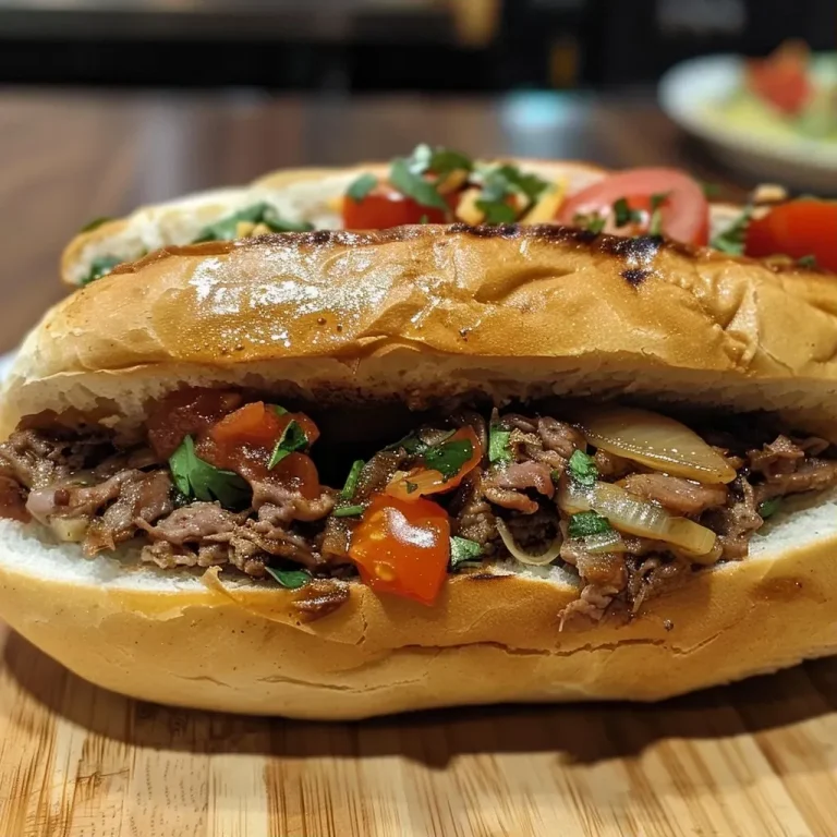 ['Sanduíche de carne louca com muçarela derretida ao lado.', 'Close de um sanduíche recheado de carne louca e queijo.', 'Lanche de carne louca com pães franceses e vegetais.', 'Sanduíche suculento com carne desfiada e queijo derretido.']