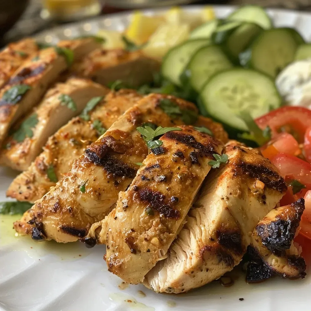 ['Shawarma de frango suculento servido com pão achatado.', 'Prato de shawarma de frango com vegetais frescos ao lado.', 'Close-up de shawarma de frango envolto em pão caseiro.', 'Imagem de shawarma de frango com picles e iogurte.']