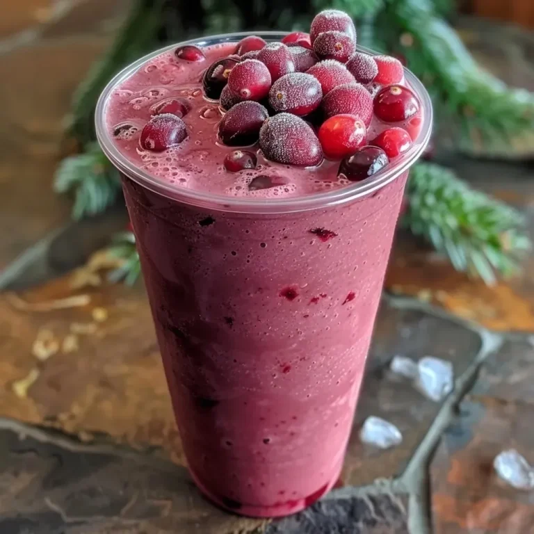 ['Smoothie de hibisco e cranberry em um copo.', 'Bebida refrescante de hibisco com cranberries.', 'Close-up de um smoothie vibrante de hibisco.', 'Mistura cremosa de hibisco e cranberry em um recipiente.']