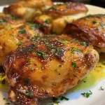 ['Sobrecoxa de frango suculenta na air fryer.', 'Close-up de sobrecoxas de frango crocantes.', 'Prato de sobrecoxa na air fryer com temperos.', 'Sobrecoxa bem dourada e suculenta na fritadeira elétrica.']