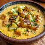 ['Sopa cremosa de abóbora com gengibre em uma tigela.', 'Close-up de sopa de abóbora com pedaços de gengibre.', 'Tigela de sopa cremosa de abóbora decorada com cheiro-verde.', 'Sopa de abóbora com gengibre servida em um prato raso.']