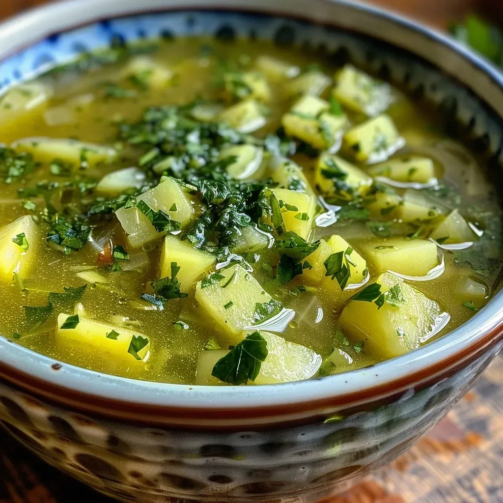 ['Sopa verde cremosa em uma tigela.', 'Close de sopa verde com legumes frescos.', 'Sopa verde servida com um toque de limão.', 'Tigela de sopa verde com couve e acelga.']