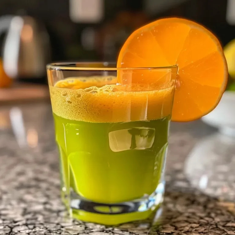 ['Suco detox verde em um copo, decorado com uma fatia de maçã.', 'Close de suco de couve com maçã, em um copo transparente.', 'Bebida detox verde vibrante em um copo com folhas de couve ao fundo.', 'Suco refrescante de couve e maçã servido em um copo de vidro.']