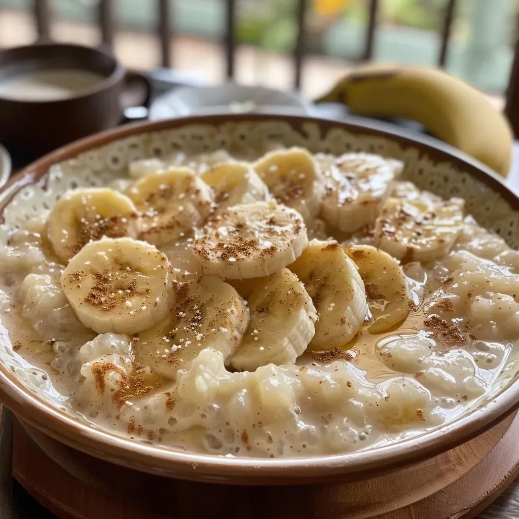 Tapioca recheada com banana caramelizada e canela vista de lado.