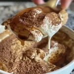 ['Camada de tiramisù de iogurte com cobertura de cacau.', 'Porção de tiramisù de iogurte com biscoitos e café.', 'Close-up de tiramisù de iogurte em prato decorado.', 'Tiramisu de iogurte servido em prato com cacau em pó.']