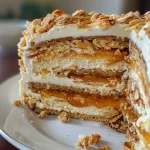 ['Torta de doce de leite com nozes, vista lateral, cremosa e apetitosa.', 'Close-up de uma torta de doce de leite e nozes, com camada generosa e textura cremosa.', 'Detalhe de torta feita com doce de leite e nozes, sem forno, lado esquerdo.', 'Torta cremosa de doce de leite e nozes, vista lateral, com ingredientes visíveis.']