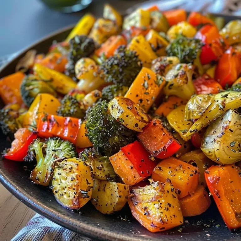 ['Assadeira com vegetais assados coloridos e suculentos.', 'Close-up de vegetais variados assados com dorso dourado.', 'Legumes assados em uma assadeira com texturas crocantes.', 'Mistura vibrante de vegetais assados prontos para servir.']